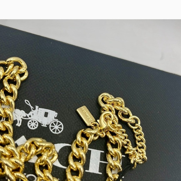 Coach Heart Pink Multi Turnlock Pavé Chain Link Necklace - Picture 14 of 16